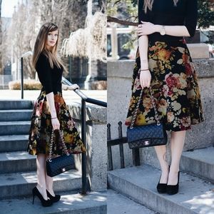 Vintage High Waisted Floral Skirt